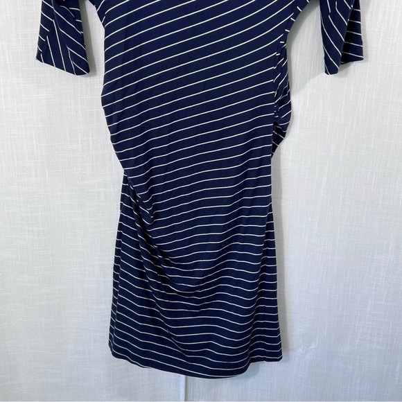 Club Monaco NWT Galora Navy Blue Striped Cotton Modal Dress Size M - Picture 4 of 13